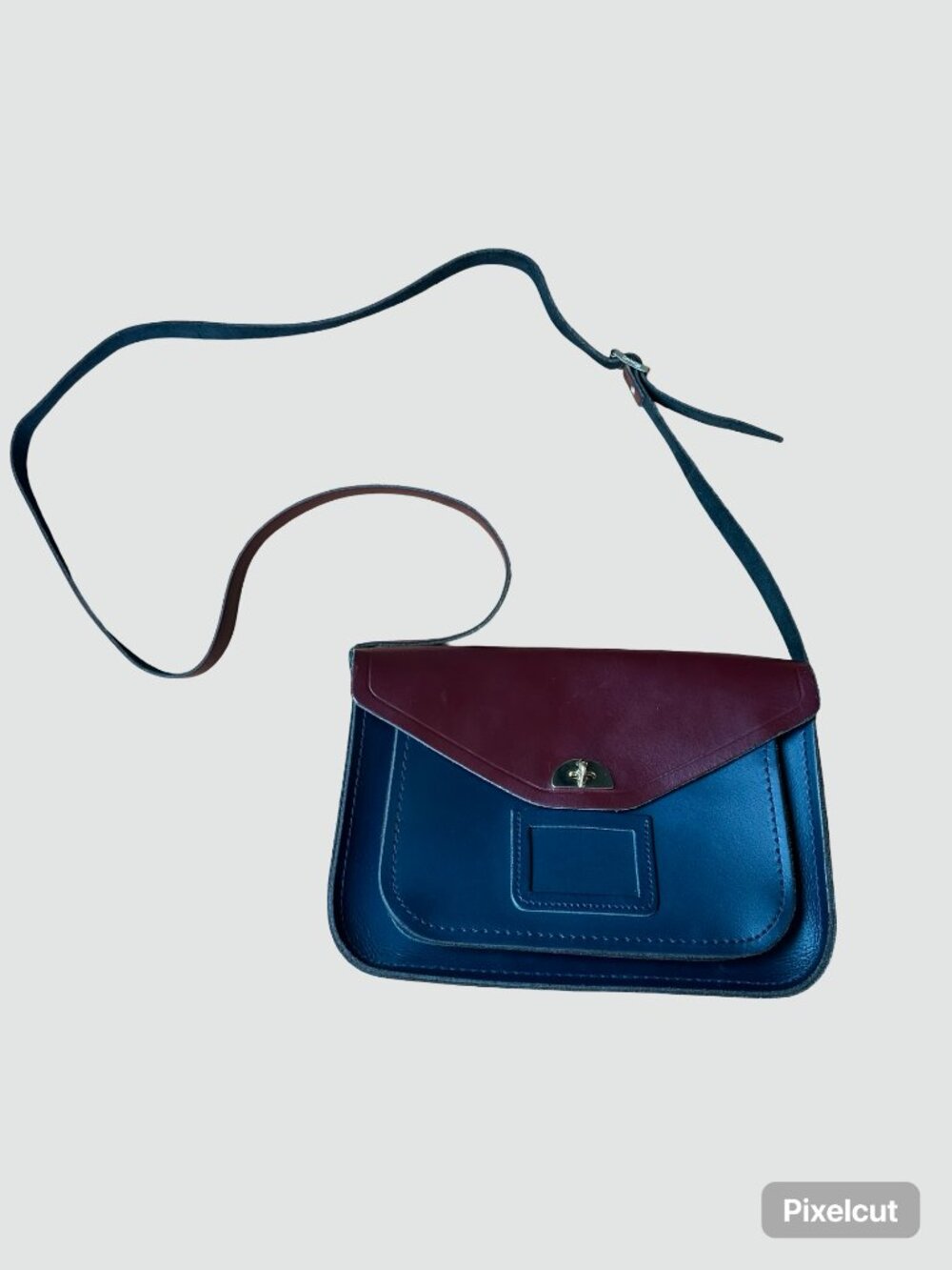 The Cambridge Satchel Company Crossbody Bag, Two Tone Blue and Burgundy Leather - Picture 2 of 13